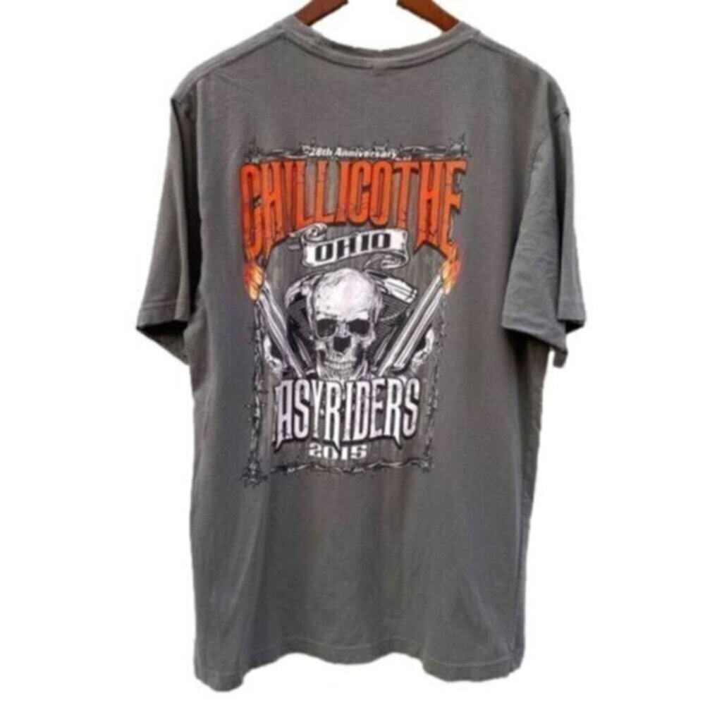 Easyriders Chilligothe 28th Anniversary 2015 Ohio Distressed T Shirt Large
